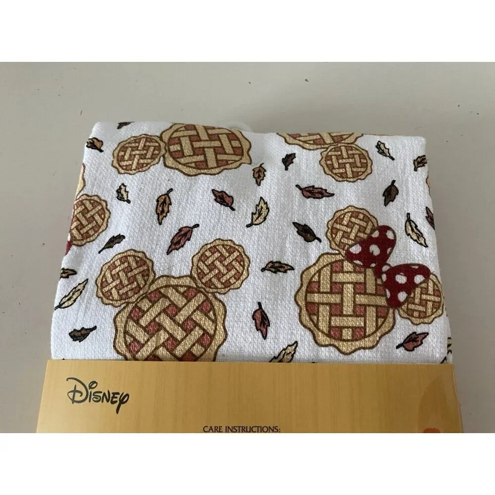 3 Pack Disney Mickey Minnie Mouse Autumn Fall Pie Leaves Kitchen Towels 16 X 26”